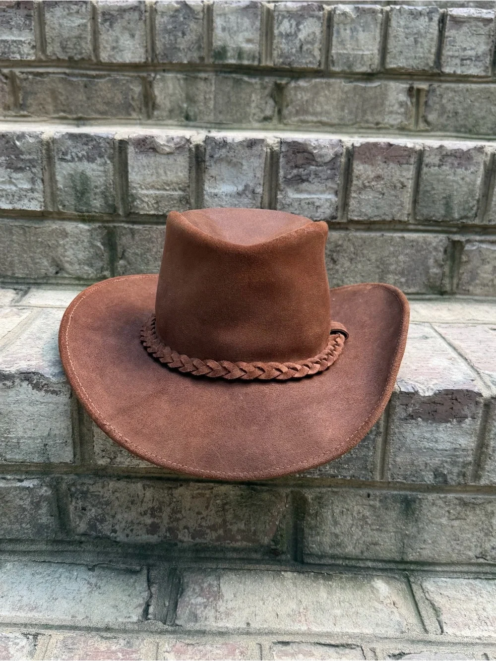 American Hat Makers Brown Leather Cowboy Western Hat Large